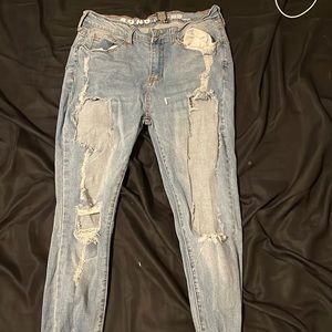 high rise super ripped semi skinny